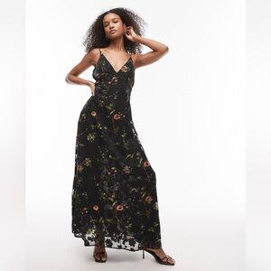 Topshop Black Floral Maxi Dress